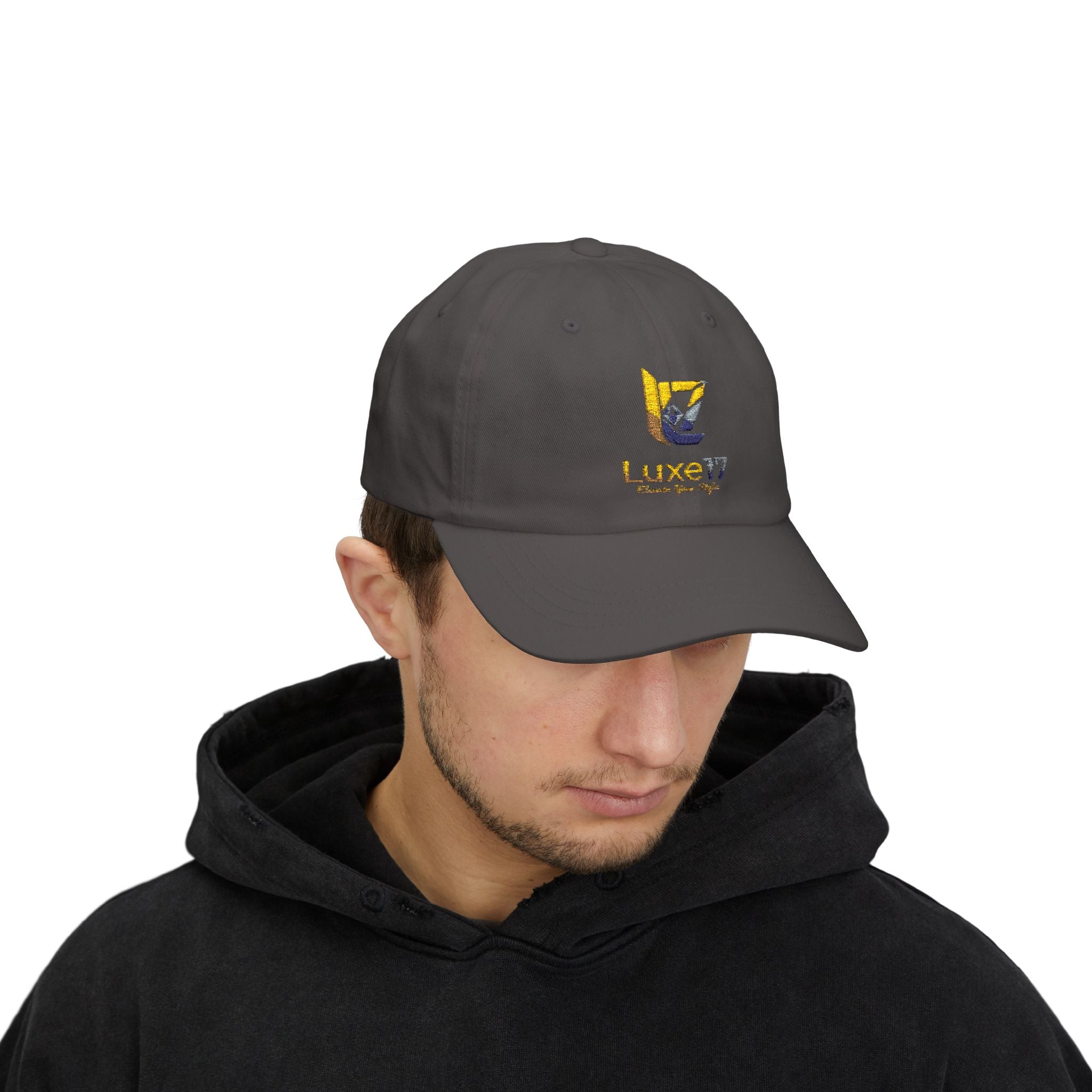 Classic Dad Cap — Luxe17 Embroidered White Baseball Hat