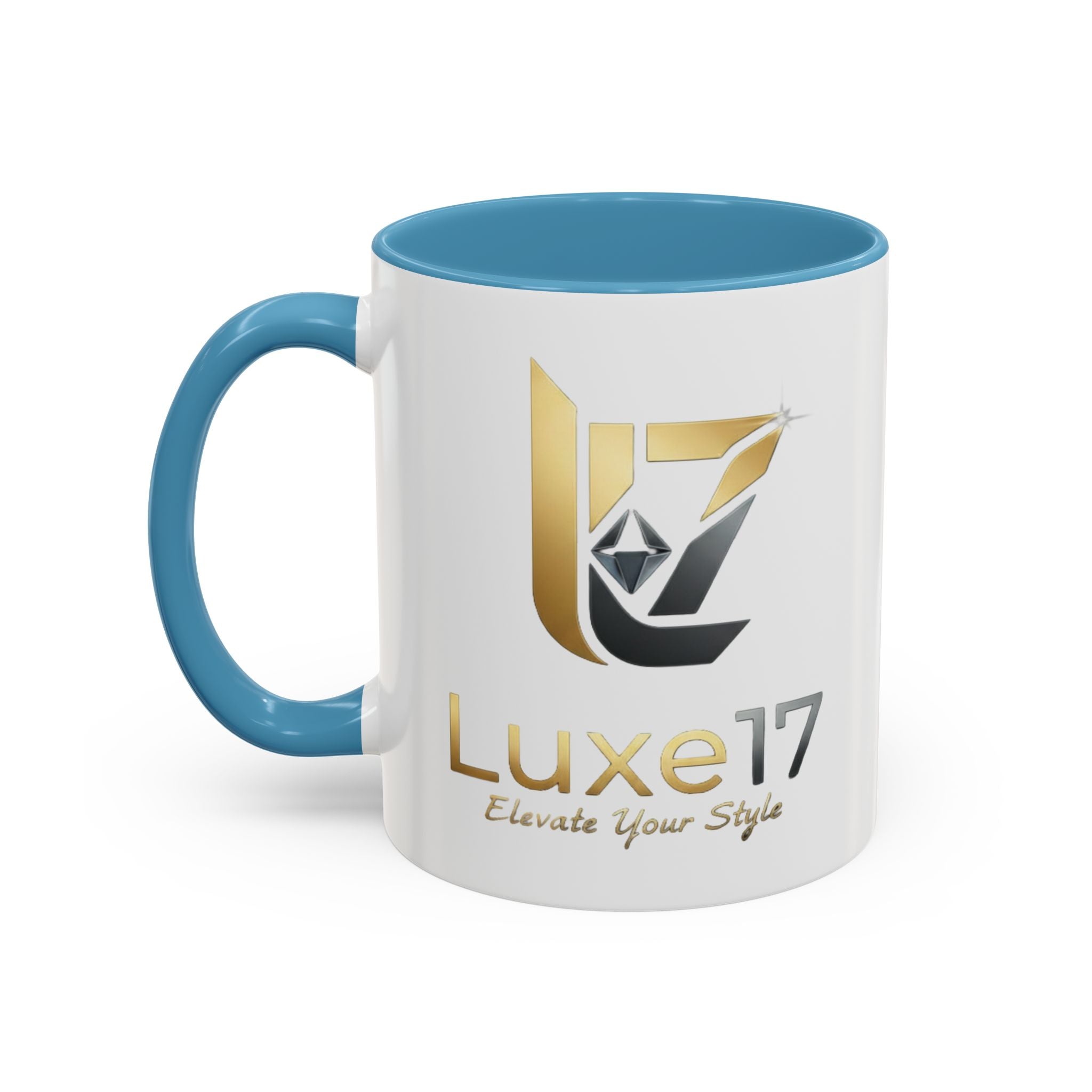 Luxe17 Accent Coffee Mug — Gold Logo 'Elevate Your Style' (11/15oz)