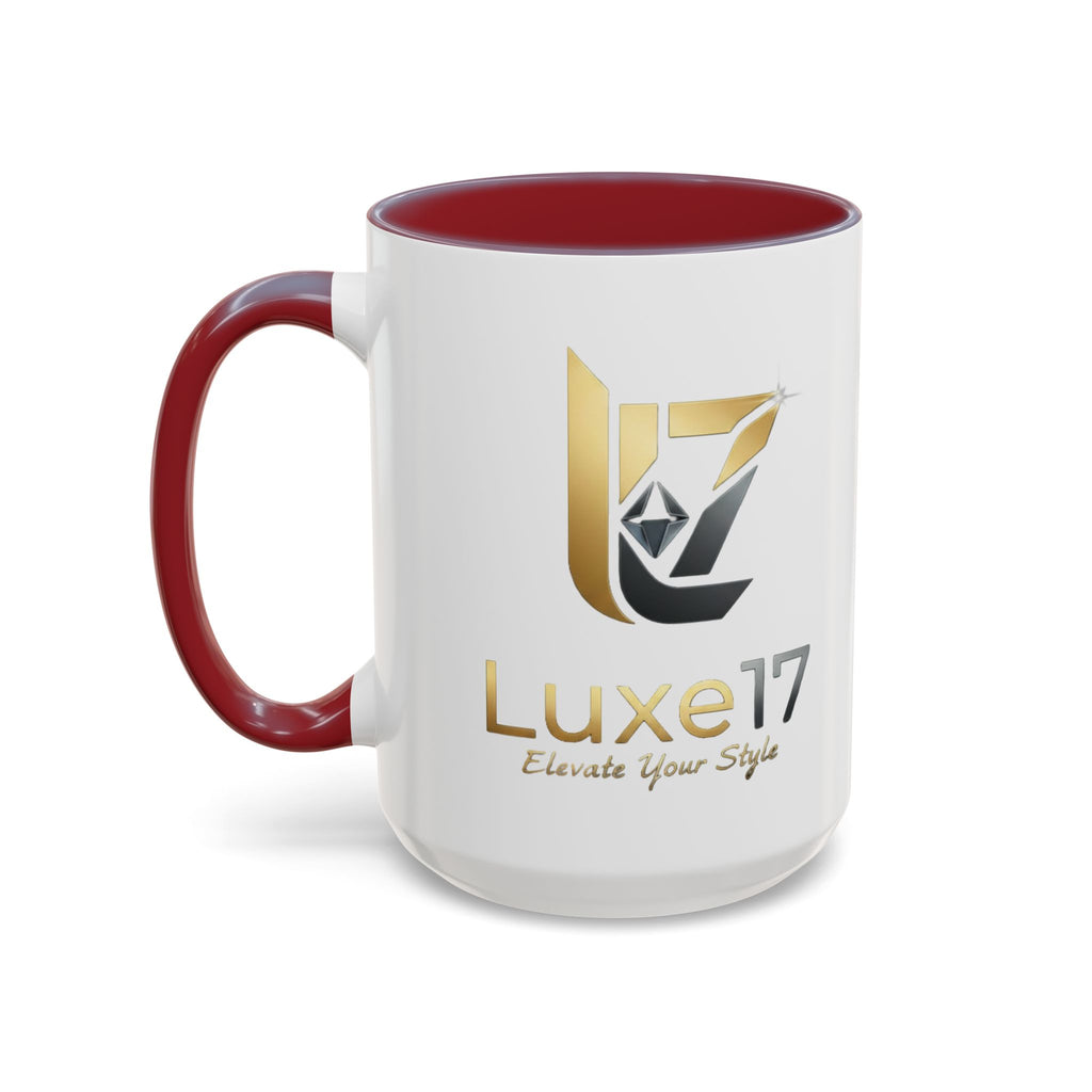 Luxe17 Accent Coffee Mug — Gold Logo 'Elevate Your Style' (11/15oz)
