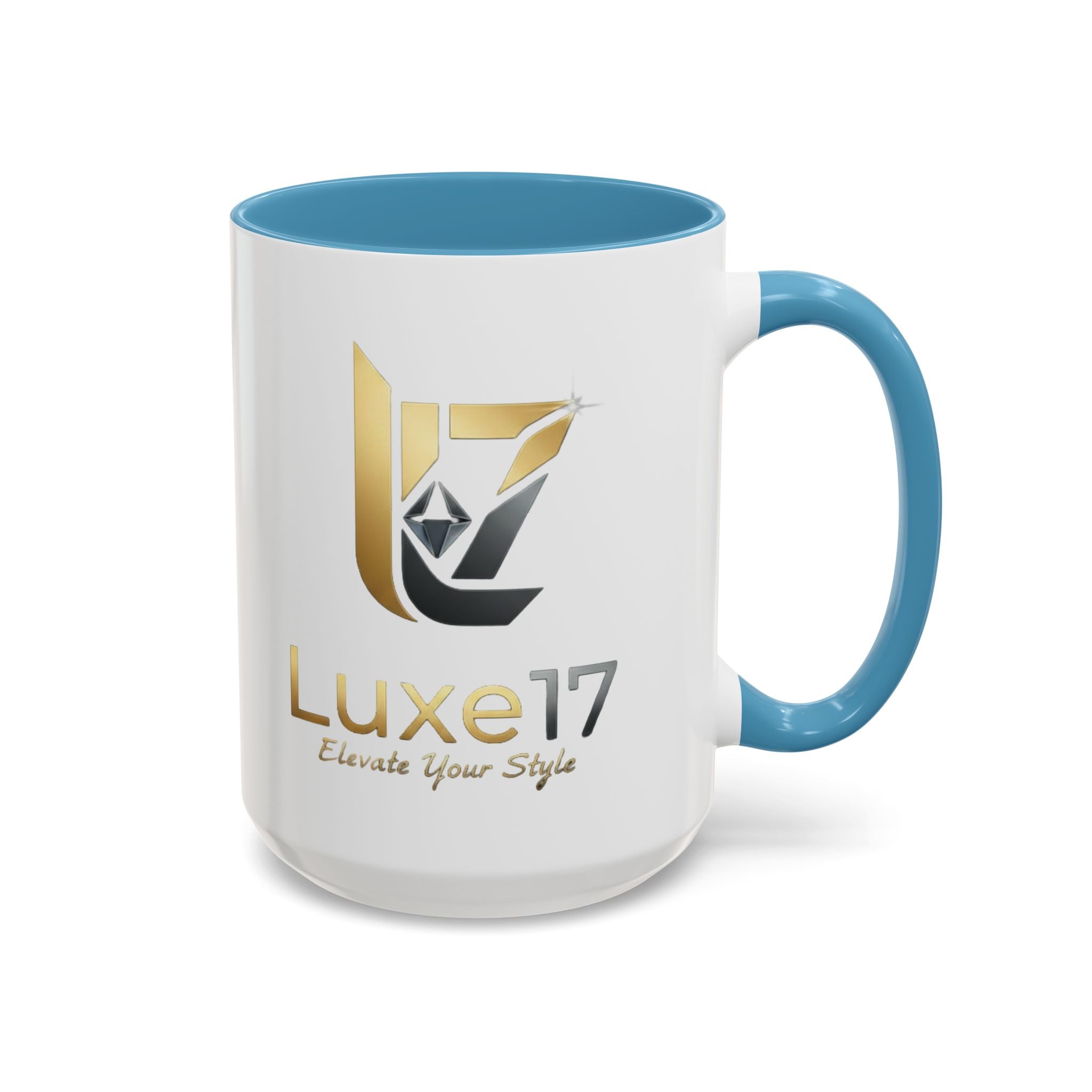 Luxe17 Accent Coffee Mug — Gold Logo 'Elevate Your Style' (11/15oz)